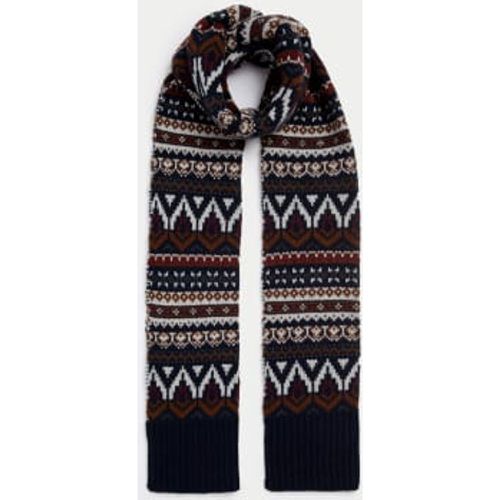 Mens Fair Isle Knitted Scarf - - M&S Collection - Modalova