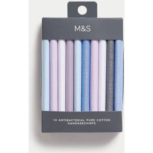 Mens 10pk Antibacterial Pure Cotton Handkerchiefs - - M&S Collection - Modalova