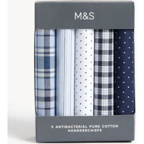 Mens 5pk Antibacterial Pure Cotton Handkerchiefs - - M&S Collection - Modalova