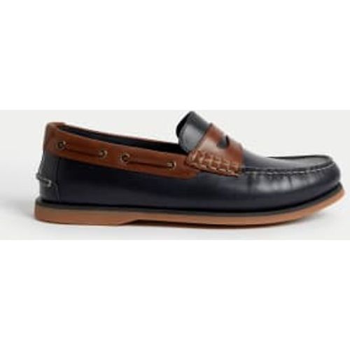 Mens Leather Slip On Deck Shoes - - M&S Collection - Modalova