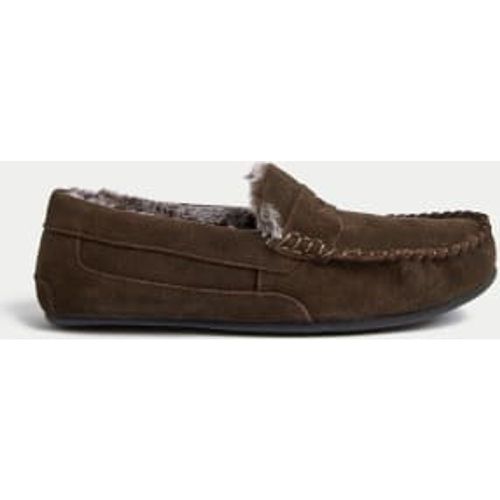 Mens Suede Slippers with Freshfeet™ - - M&S Collection - Modalova