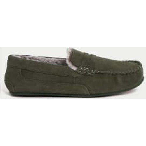 Mens Suede Slippers with Freshfeet™ - - M&S Collection - Modalova