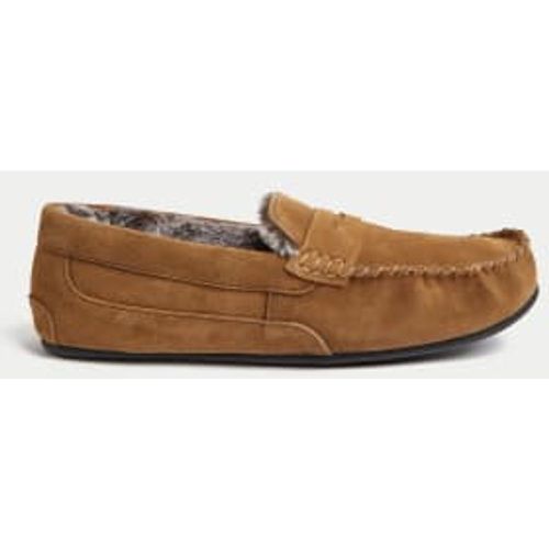 Mens Suede Slippers with Freshfeet™ - - M&S Collection - Modalova