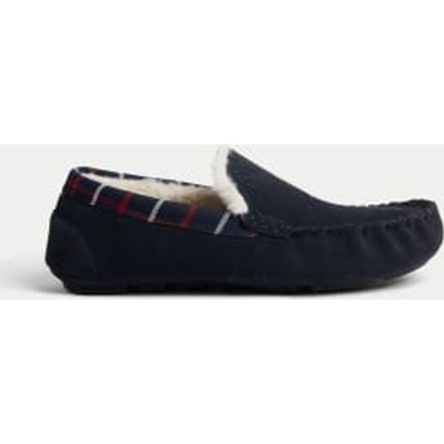 Mens Checked Suede Moccasin Slippers - - M&S Collection - Modalova