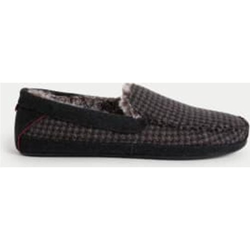 Mens Puppytooth Moccasin Slippers with Freshfeet™ - - M&S Collection - Modalova