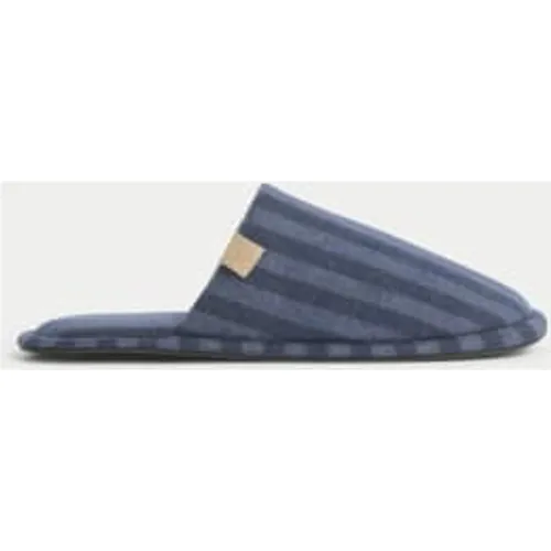 Mens Striped Mule Slippers with Freshfeet™ - M&S Collection - Modalova