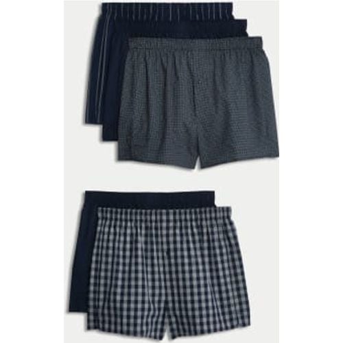 Mens 5pk Pure Cotton Assorted Woven Boxers - - M&S Collection - Modalova