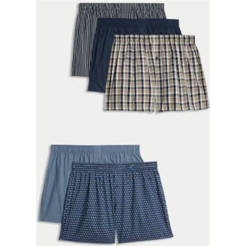 Mens 5pk Pure Cotton Woven Boxers - - M&S Collection - Modalova