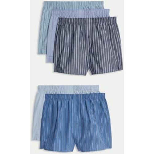 Mens 5pk Pure Cotton Striped Woven Boxers - - M&S Collection - Modalova