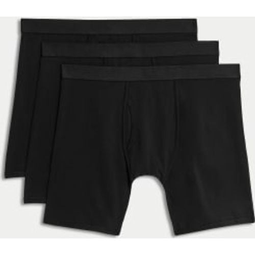 Mens 3pk Cotton Rich Cool & Fresh™ Longer Length Trunks - - M&S Collection - Modalova