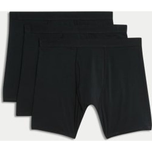 Mens 3pk Cotton Rich Cool & Fresh™ Longer Length Trunks - - M&S Collection - Modalova