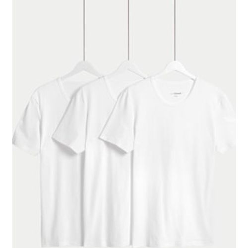 Mens 3pk Cotton Rich Cool & Fresh™ Crew Neck Stretch Vests - M&S Collection - Modalova