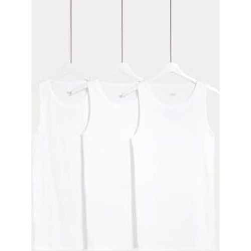 Mens 3pk Essential Cotton Sleeveless Vests - - M&S Collection - Modalova