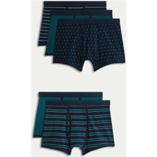 Mens 5pk Cotton Rich Cool & Fresh™ Assorted Pattern Trunks - - M&S Collection - Modalova