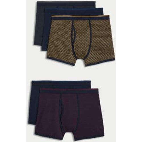 Mens 5pk Cool & Fresh™ Cotton Rich Trunks - - M&S Collection - Modalova