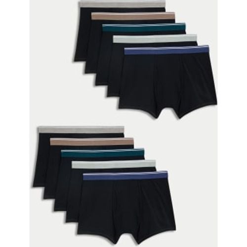 Mens 10pk Cotton Stretch Cool & Fresh™ Trunks - - M&S Collection - Modalova