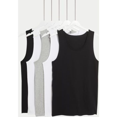 Mens 5pk Pure Cotton Sleeveless Vests - /, / - Classic - Modalova