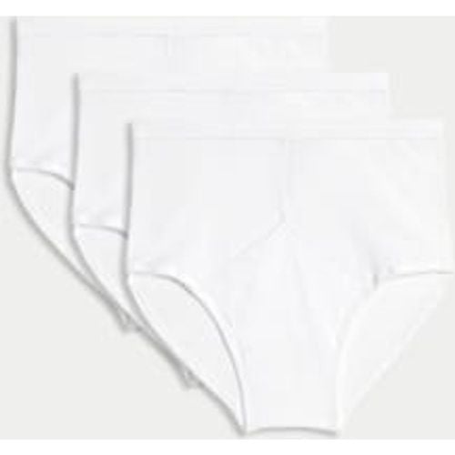 Mens 3pk Pure Cotton StayNew™ High Waist Briefs - - M&S Collection - Modalova