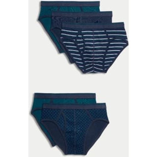 Mens 5pk Cool & Fresh™ Geometric Stretch Briefs - - M&S Collection - Modalova