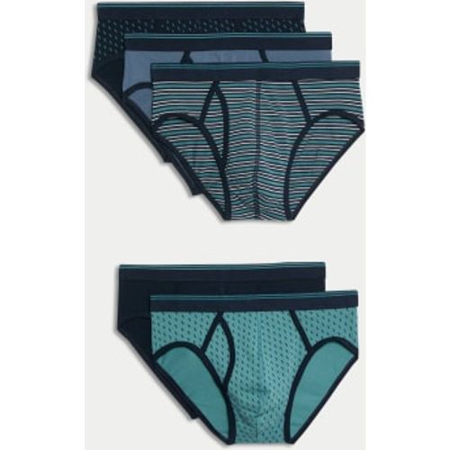 Mens 5pk Cotton Stretch Printed Briefs - M&S Collection - Modalova