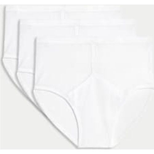 Mens 3pk Pure Cotton StayNew™ High Waist Mesh Briefs - - M&S Collection - Modalova