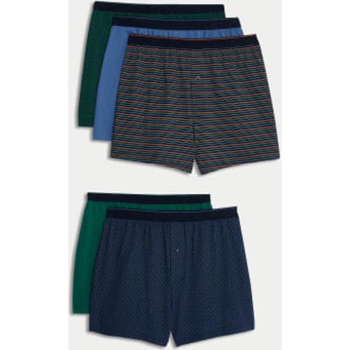 Mens 5pk Pure Cotton Cool & Fresh™ Geometric Boxers - - M&S Collection - Modalova