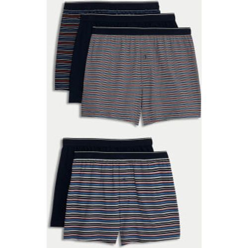 Mens 5pk Pure Cotton Cool & Fresh™ Striped Boxers - - M&S Collection - Modalova