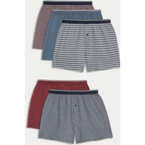 Mens 5pk Pure Cotton Cool & Fresh™ Striped Boxers - - M&S Collection - Modalova