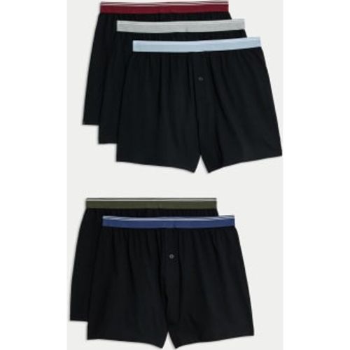 Mens 5pk Pure Cotton Cool & Fresh™ Jersey Boxers - - M&S Collection - Modalova