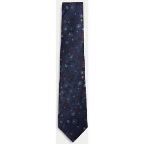 Mens Floral Pure Silk Tie - - M&S Collection - Modalova