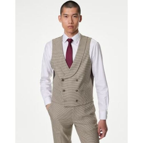 Mens Puppytooth Stretch Waistcoat - /, / - M&S Collection - Modalova