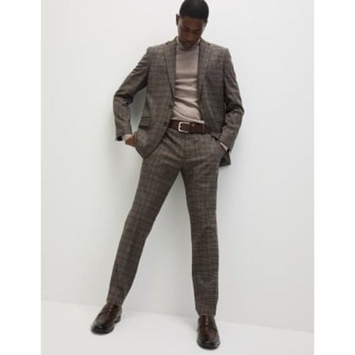 Mens Slim Fit Prince of Wales Check Suit Trousers - - M&S Collection - Modalova