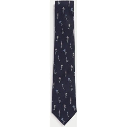Mens Floral Pure Silk Tie - M&S Collection - Modalova