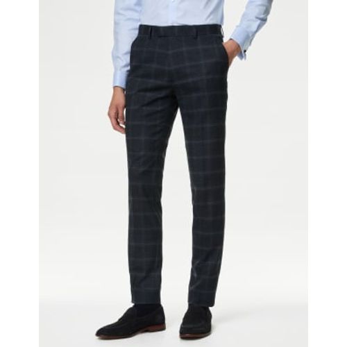 Mens Skinny Fit Check Suit Trousers - - M&S Collection - Modalova