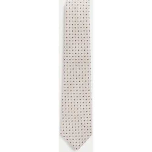 Mens Silk Rich Geometric Tie with Linen - - M&S Collection - Modalova