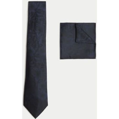 Mens Floral Pure Silk Tie & Pocket Square Set - - M&S Collection - Modalova