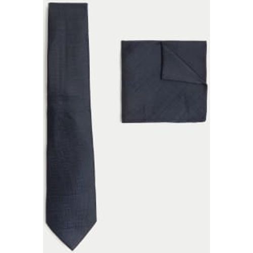 Mens Textured Pure Silk Tie & Pocket Square Set - - M&S Collection - Modalova