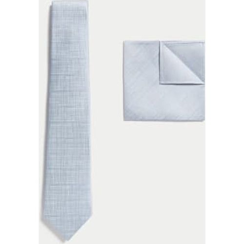 Mens Textured Pure Silk Tie & Pocket Square Set - - M&S Collection - Modalova