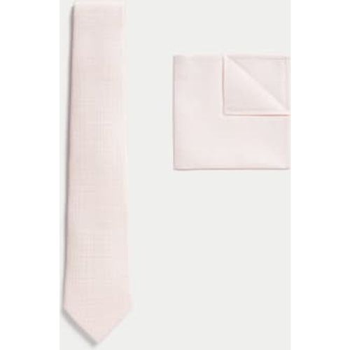 Mens Textured Pure Silk Tie & Pocket Square Set - - M&S Collection - Modalova