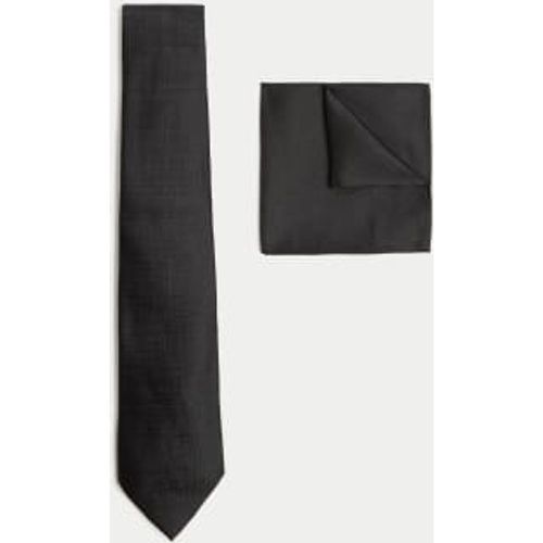 Mens Textured Pure Silk Tie & Pocket Square Set - - M&S Collection - Modalova