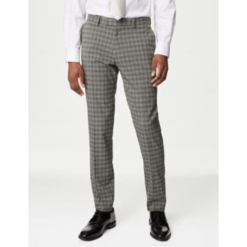 Mens Skinny Fit Check Stretch Suit Trousers - - M&S Collection - Modalova