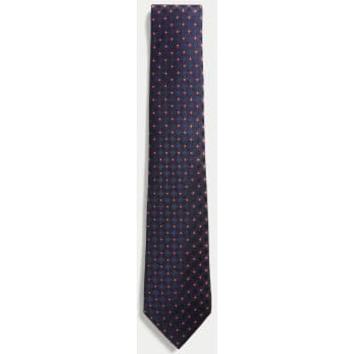 Mens Floral Geometric Pure Silk Tie - - M&S Collection - Modalova