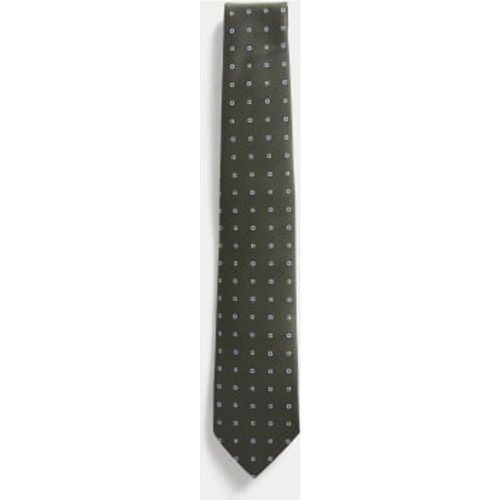 Mens Slim Herringbone Foulard Tie - - M&S Collection - Modalova