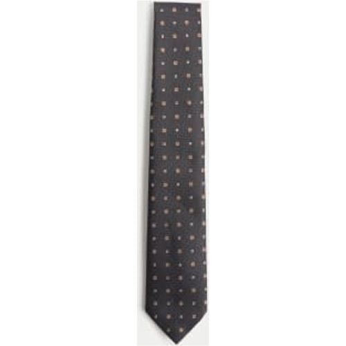 Mens Slim Herringbone Foulard Tie - - M&S Collection - Modalova