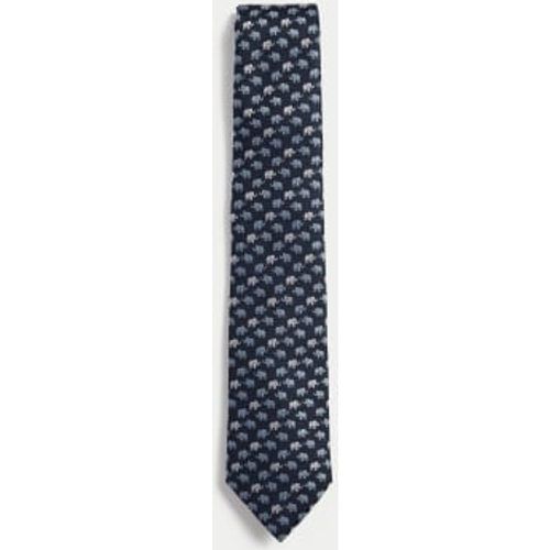 Mens Elephant Print Pure Silk Tie - - M&S Collection - Modalova