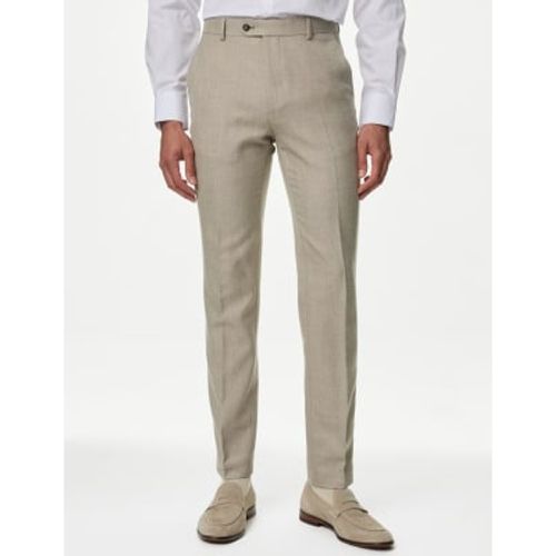 Mens Slim Fit Wool Blend Herringbone Trousers - - M&S Collection - Modalova