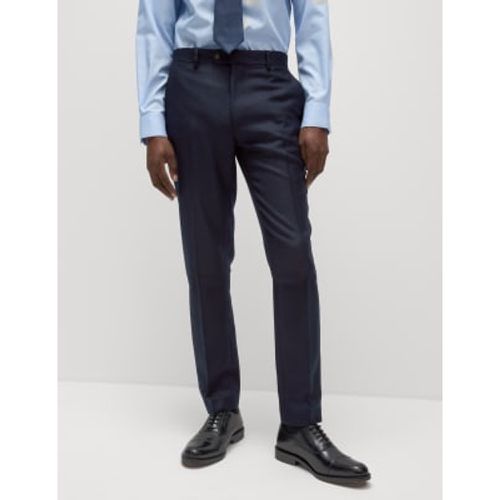 Mens Slim Fit Wool Blend Herringbone Trousers - - M&S Collection - Modalova