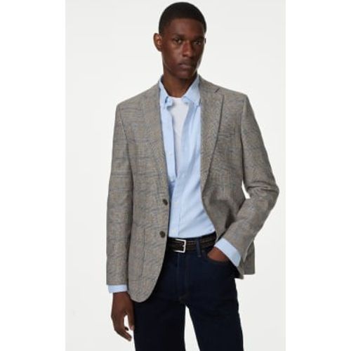 Mens Tailored Fit Cotton Rich Check Blazer - - M&S Collection - Modalova