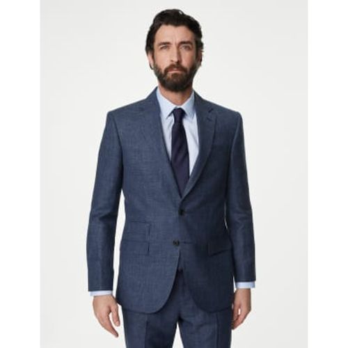 Mens Regular Fit British Wool Linen Blend Check Suit Jacket - - M&S SARTORIAL - Modalova