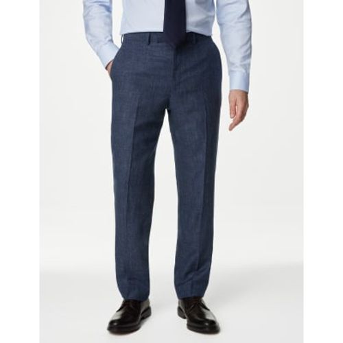 Mens British Wool Linen Blend Check Suit Trousers - - M&S SARTORIAL - Modalova